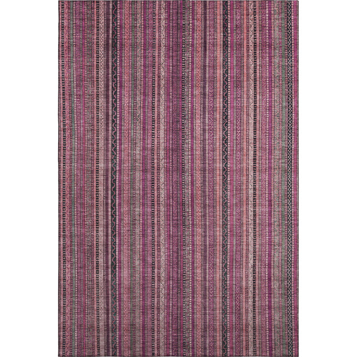 10' X 14' Striped Washable Area Rug With UV Protection (696218) - Pink / Gray / Mauve