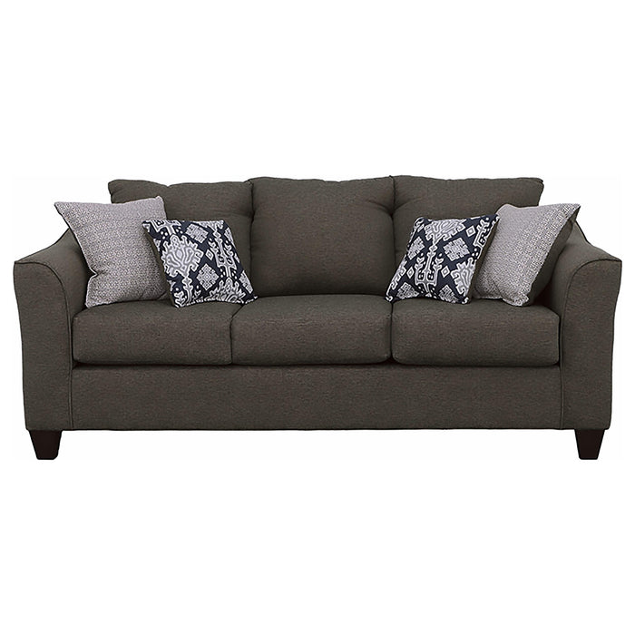 Salizar Upholstered Flared Arm Sofa Charcoal Grey