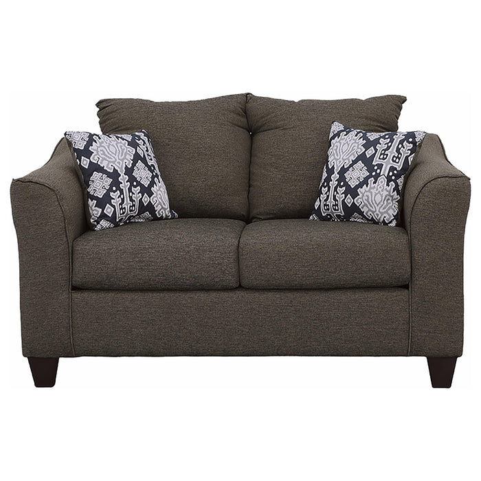 Salizar Upholstered Flared Arm Loveseat Charcoal Grey