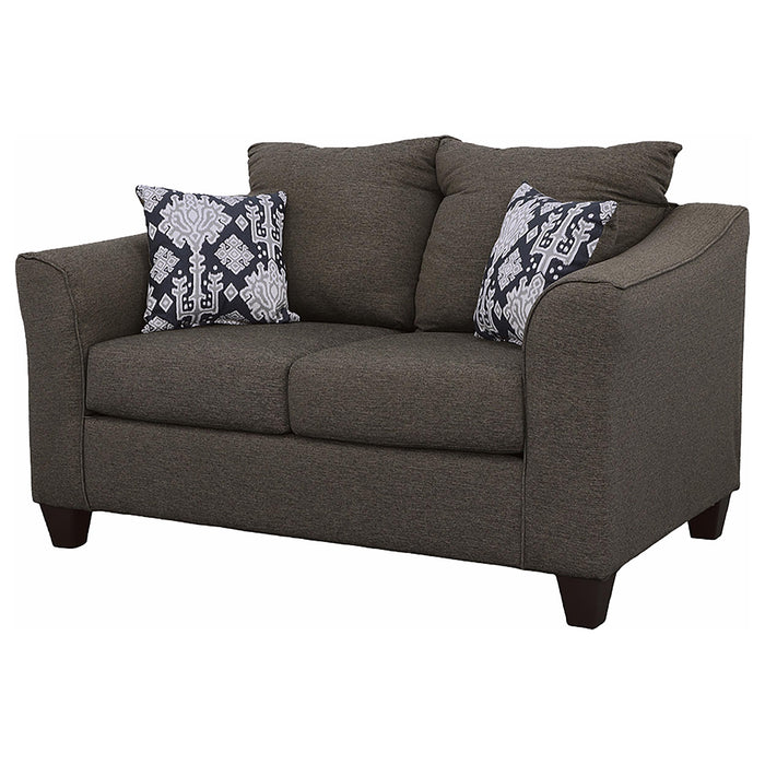 Salizar Upholstered Flared Arm Loveseat Charcoal Grey