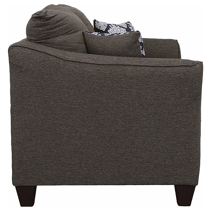 Salizar Upholstered Flared Arm Loveseat Charcoal Grey