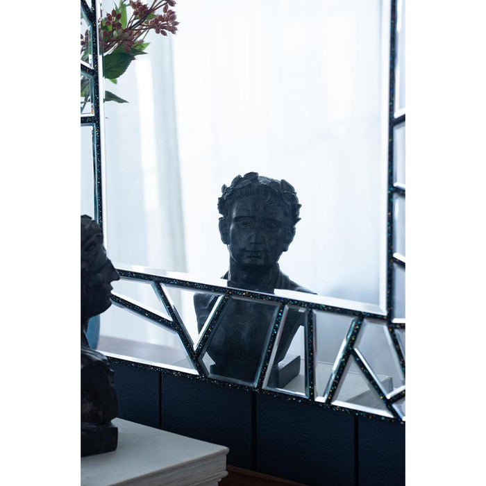 28" Metal And Glass Mosaic Framed Accent Mirror - Black