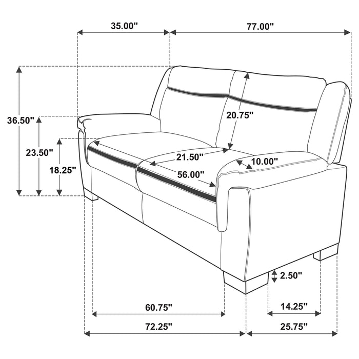 Arabella 3-piece Upholstered Padded Arm Sofa Set Grey