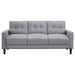 CoasterEveryday Bowen grey upholstered track arm tufted sofa with plush seating and clean lines