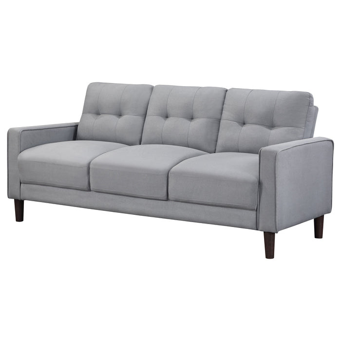 Bowen grey upholstered tufted sofa with track arms by CoasterEveryday