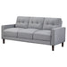 Bowen grey upholstered tufted sofa with track arms by CoasterEveryday