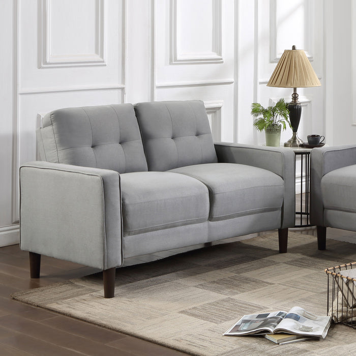 CoasterEveryday Bowen grey upholstered track arm tufted loveseat