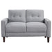 CoasterEveryday Bowen gray upholstered loveseat with track arms and tufted backrest
