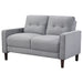 CoasterEveryday Bowen grey upholstered loveseat with track arms and tufted backrest