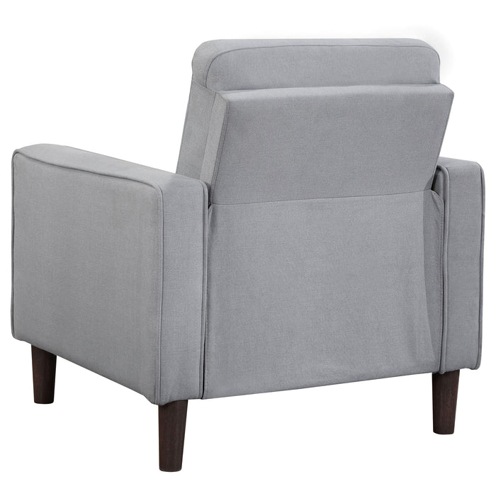 CoasterEveryday Bowen grey upholstered track arm tufted accent chair with a cushioned seat