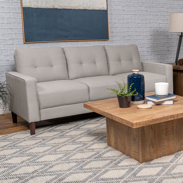 CoasterEveryday Bowen beige upholstered sofa with track arms and tufted backrest