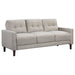 Beige CoasterEveryday Bowen upholstered track arm tufted sofa with plush cushions and clean lines