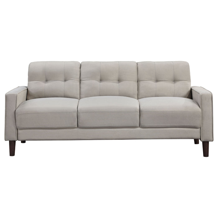CoasterEveryday Bowen beige upholstered track arm tufted sofa