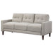 CoasterEveryday Bowen beige upholstered tufted sofa with track arms