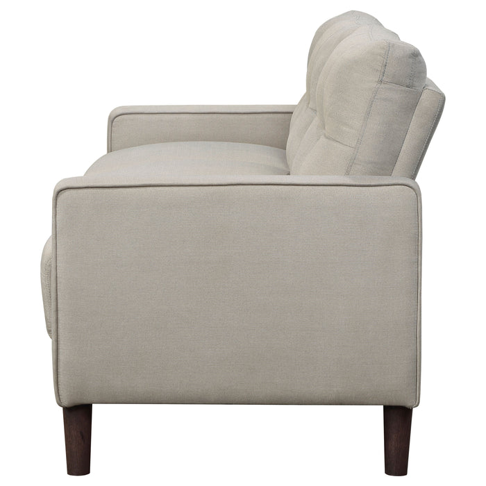 CoasterEveryday Bowen beige upholstered track arm tufted sofa