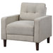 CoasterEveryday Bowen beige upholstered accent chair with track arms and tufted backrest