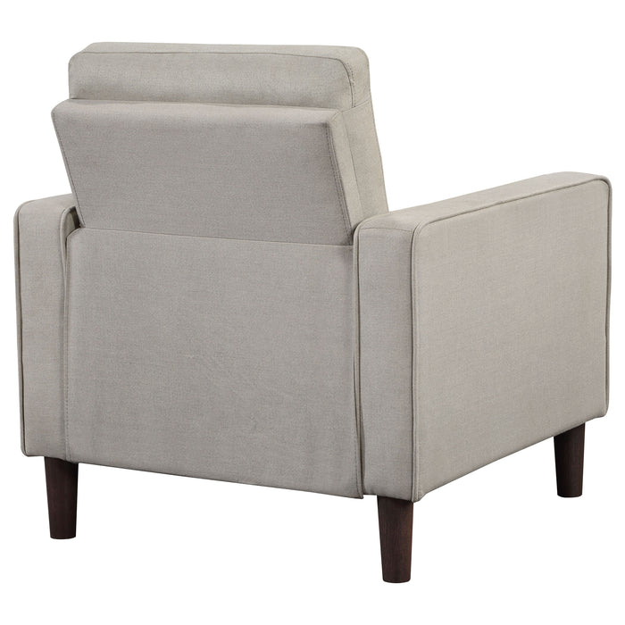 CoasterEveryday Bowen beige upholstered accent chair with track arms and tufted backrest