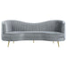 CoasterEssence Sophia grey upholstered channel tufted sofa with plush seating and tapered legs