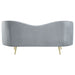 CoasterEssence Sophia grey upholstered channel-tufted loveseat with plush cushions and tapered legs