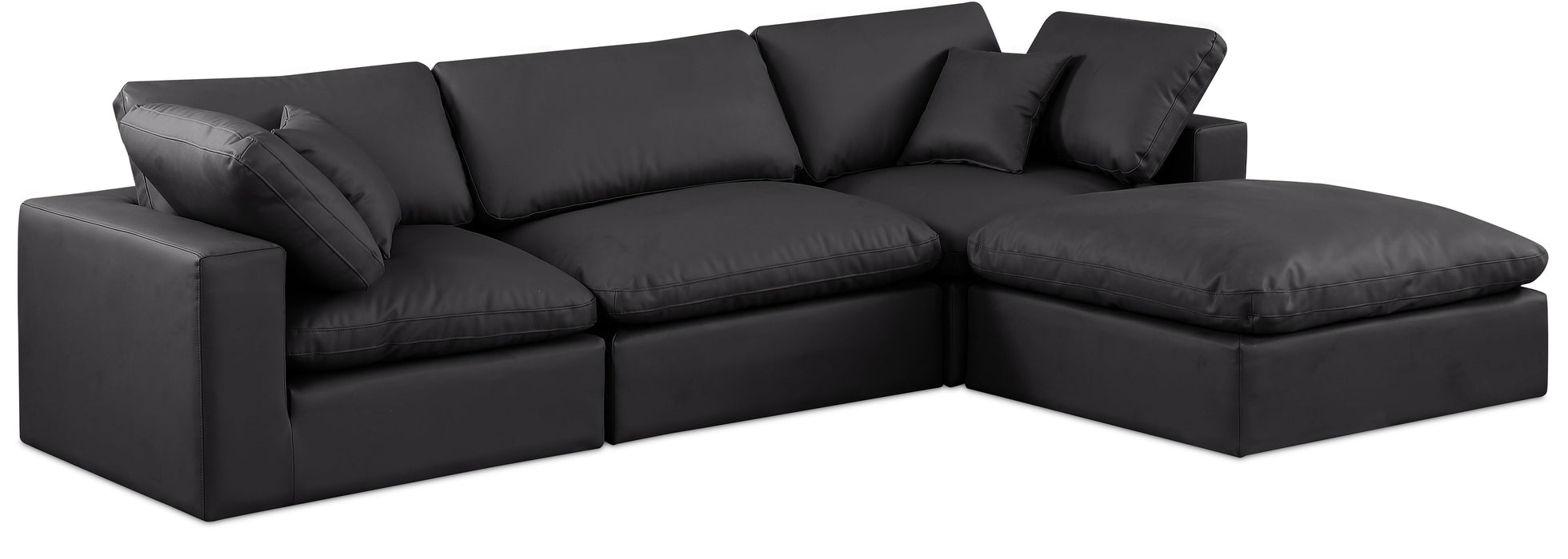 Comfy - 4 Piece Faux Leather Modular Sectional With Chaise