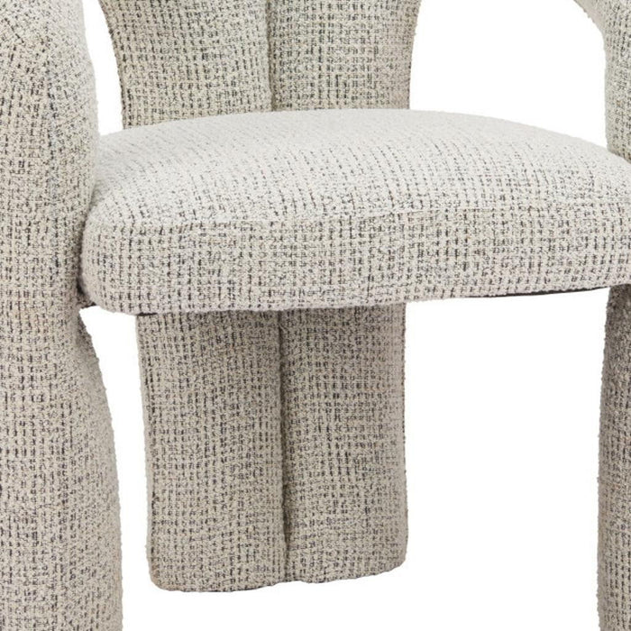 Upholstered Fabric Solid Wood Open Back Dining Arm Chair - Gray
