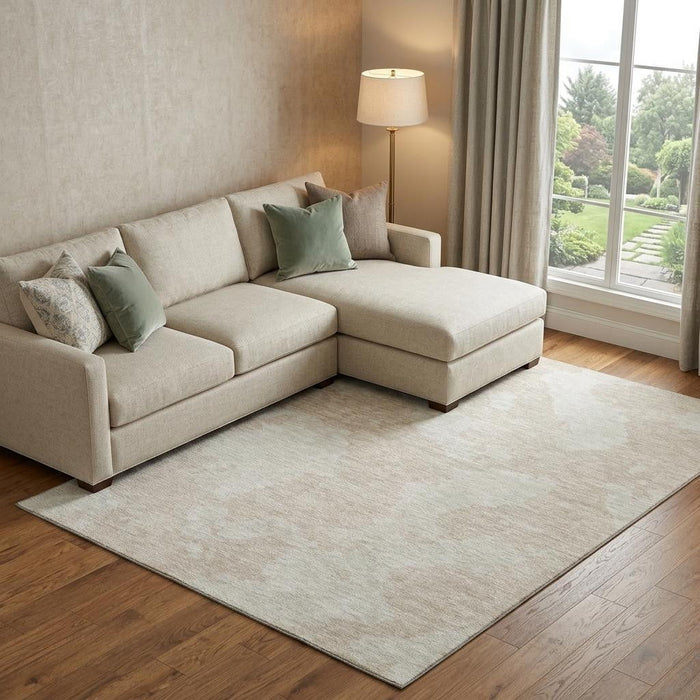 10' X 14' Abstract Washable Area Rug With UV Protection (676998) - Beige / Ivory