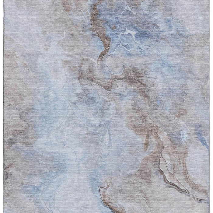 10' X 14' Abstract Washable Area Rug With UV Protection (697025) - Blue / Taupe / Beige