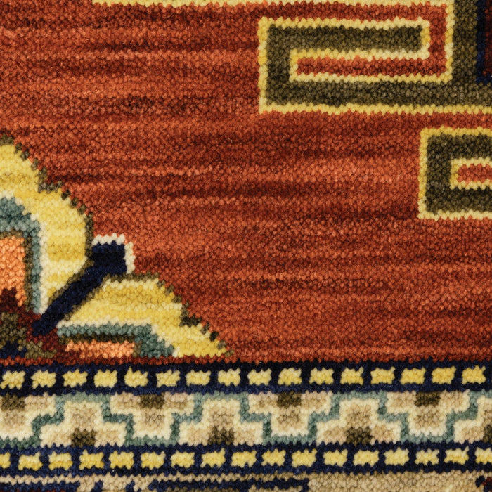 10' x 13' Oriental Power Loom Stain Resistant Area Rug With Fringe - Red Gold Blue Brown