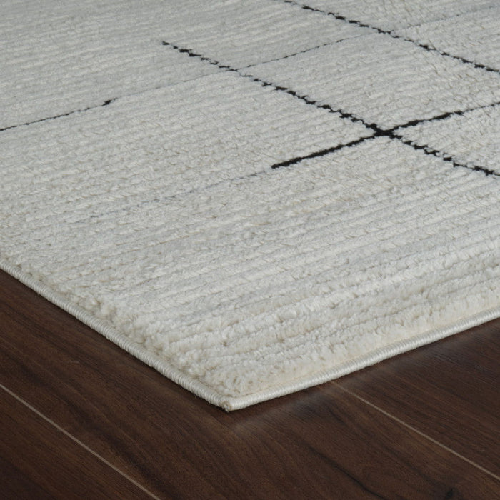 7.9' x 7.9' Abstract Distressed Area Rug - Cream And Green