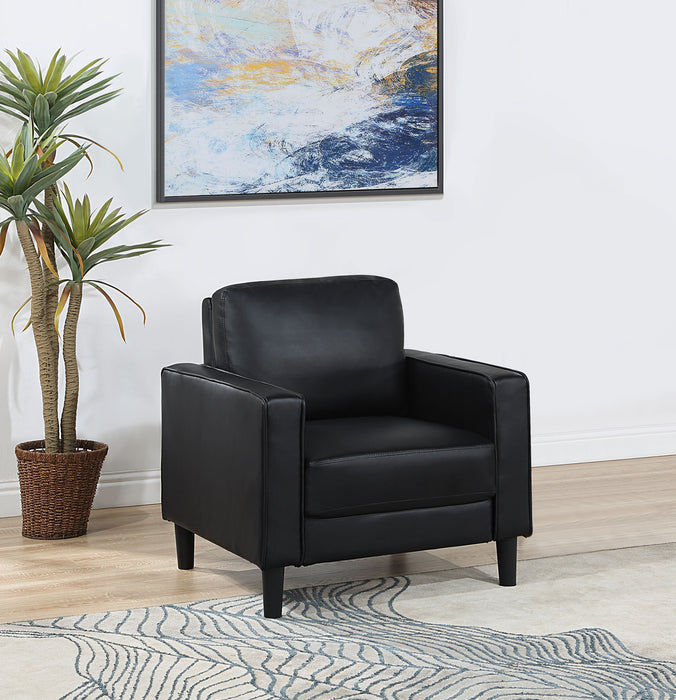 CoasterEveryday Ruth upholstered track arm accent chair in black fabric