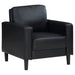CoasterEveryday Ruth black upholstered track arm accent chair with a sleek modern design
