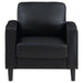 CoasterEveryday Ruth upholstered track arm accent chair in black fabric and wood frame