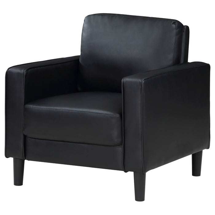 CoasterEveryday Ruth upholstered track arm accent chair in black fabric upholstery