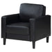 CoasterEveryday Ruth upholstered track arm accent chair in black fabric upholstery