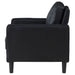 CoasterEveryday Ruth upholstered track arm accent chair in black fabric with a contemporary design
