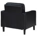 CoasterEveryday Ruth upholstered track arm accent chair in black fabric with clean lines and padded seating