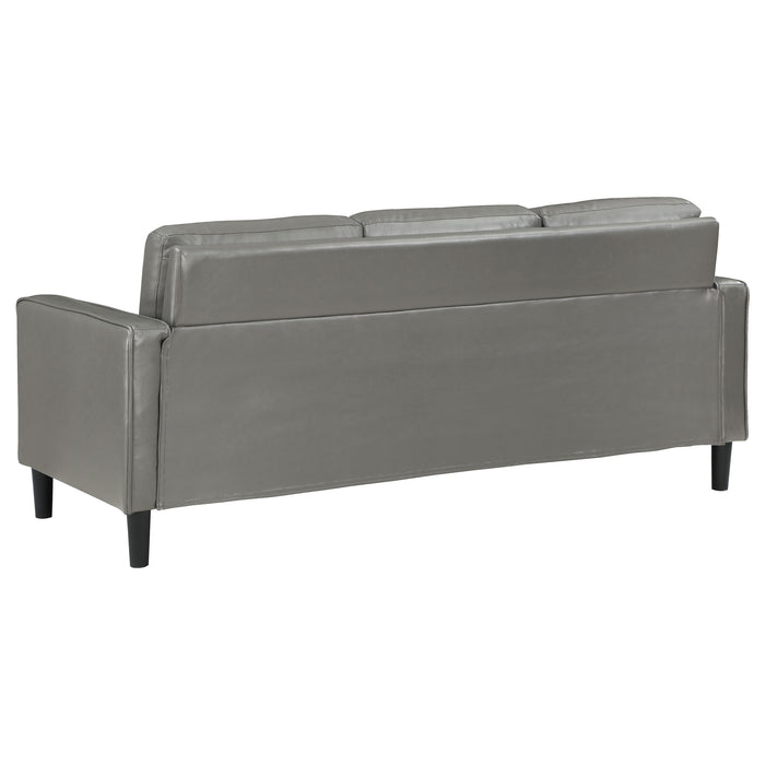Ruth upholstered track arm sofa in grey by CoasterEveryday, featuring clean lines and plush seating