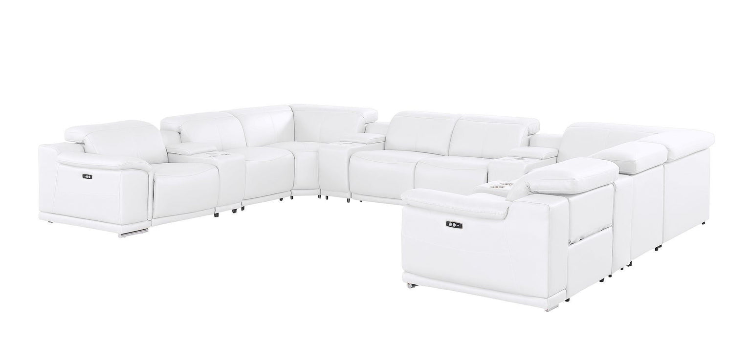 Leather Modular U Shaped Twelve Piece Corner Sectional With Console - White