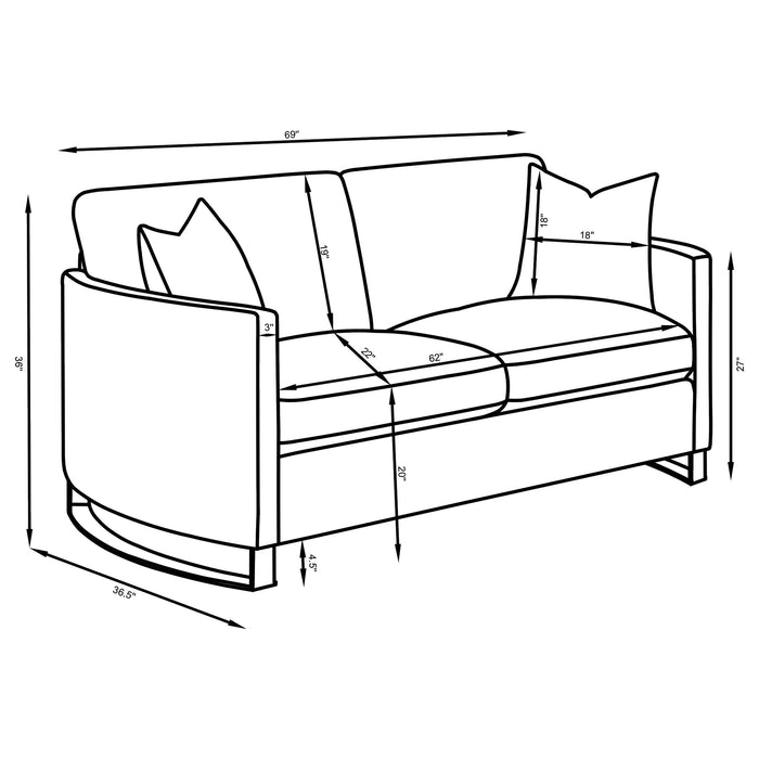 Corliss 3-piece Velvet Upholstered Sofa Set Camel