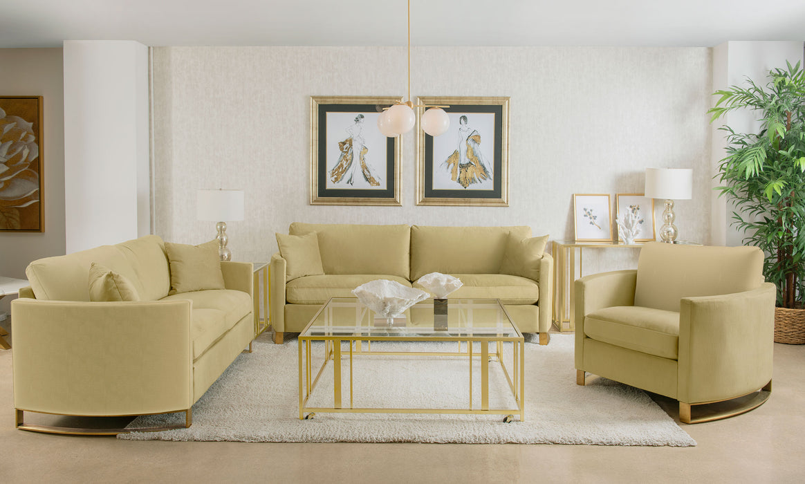Corliss Upholstered Curved Track Arm Sofa Camel