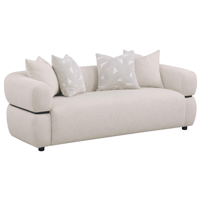 Jeanette 2-piece Fabric Upholstered Round Arm Sofa Set Beige