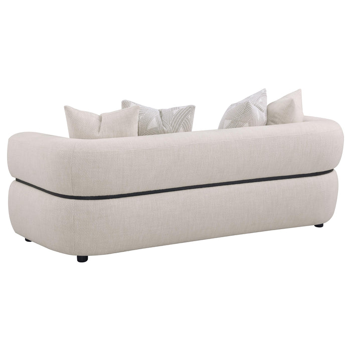 Jeanette 2-piece Fabric Upholstered Round Arm Sofa Set Beige