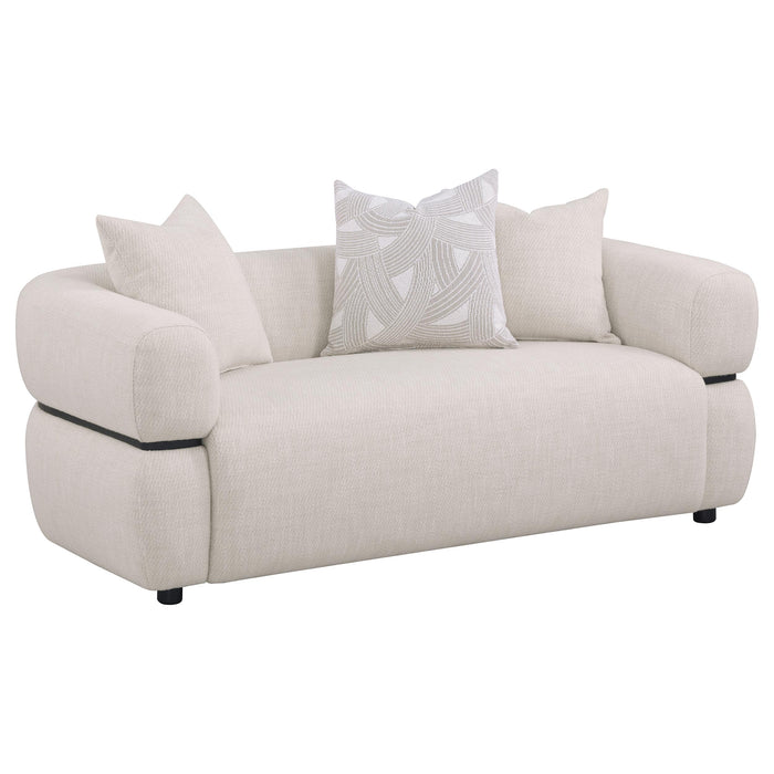 Jeanette 2-piece Fabric Upholstered Round Arm Sofa Set Beige