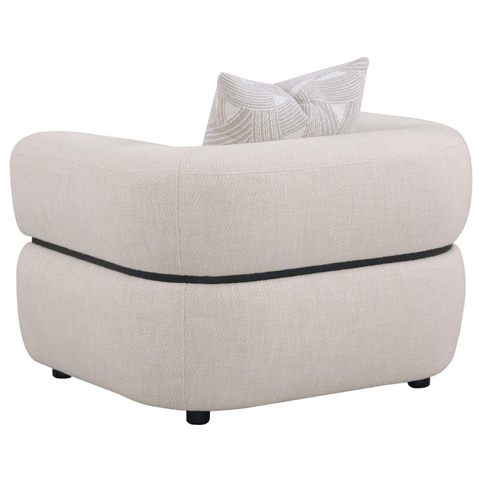 Jeanette 3-piece Fabric Upholstered Round Arm Sofa Set Beige