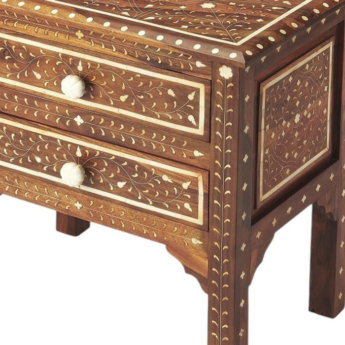 Solid Wood Frame Standard Accent Chest With Two Drawers - Brown And White