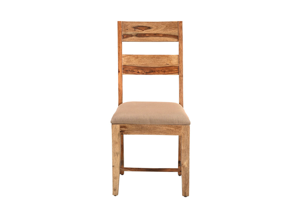 Fabric And Wood Ladder Back Dining Side Chairs (Set of 2) - Brown