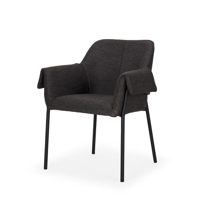 Upholstered Fabric Dining Arm Chair - Black / Gray