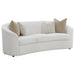 CoasterEssence Rainn 2-piece boucle upholstered sloped arm sofa set in latte suede fabric