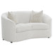 CoasterEssence Rainn 2-piece latte boucle upholstered sofa set with sloped arms