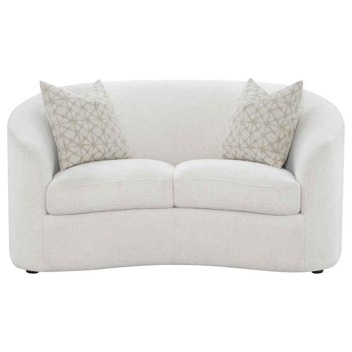 Rainn 2-piece boucle upholstered sloped arm sofa set in latte by CoasterEssence